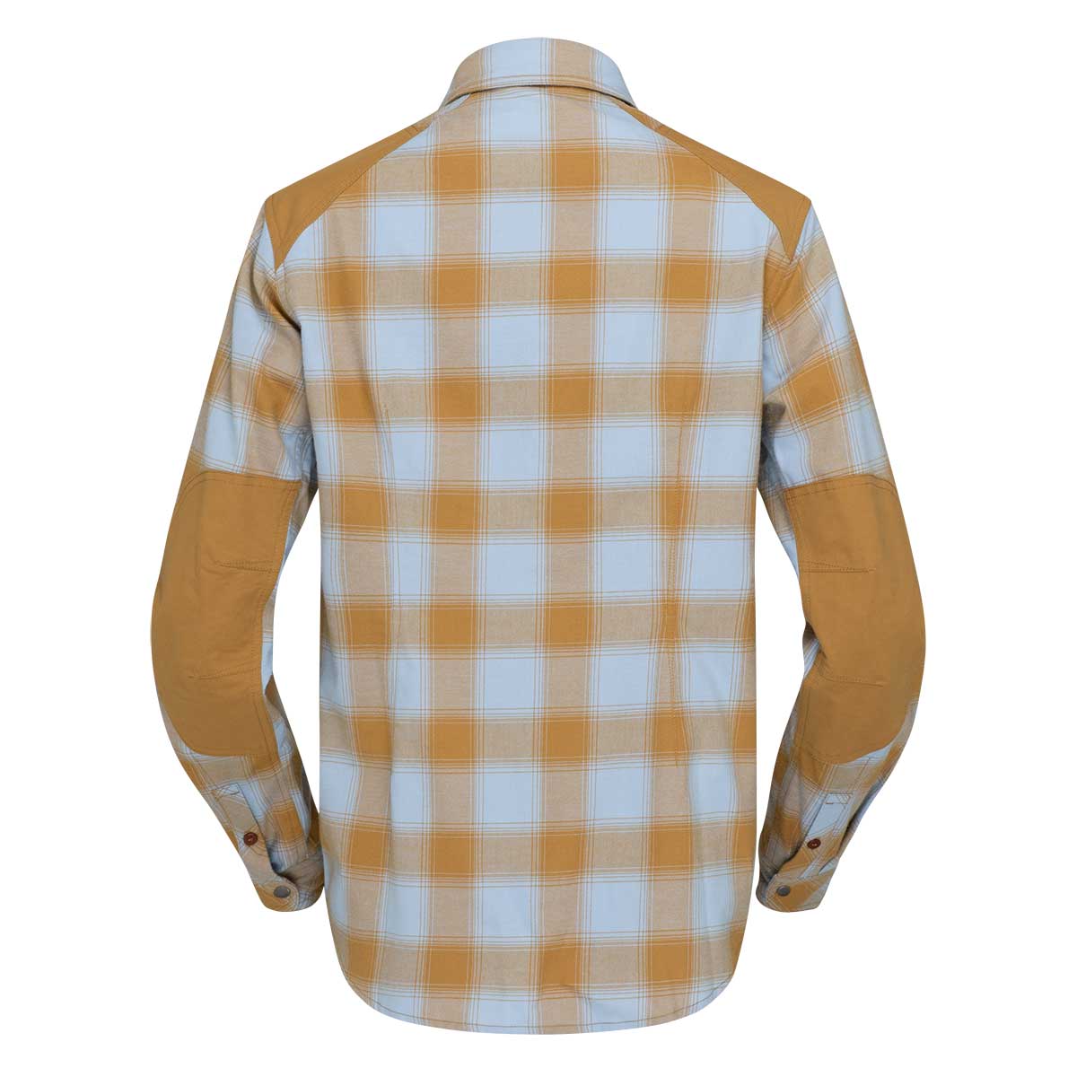 Norrona Svalbard Flannel Shirt Women's in Blue Fog and Camelflage